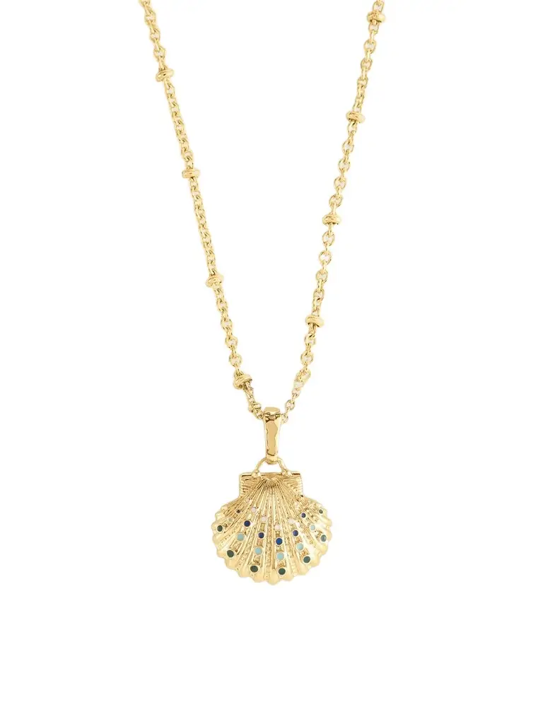 Women's Milos 18K-Gold-Plated, Enamel & Pearl Clamshell Locket Women's Milos 18K-Gold-Plated, Enamel & Pearl Clamshell Locket