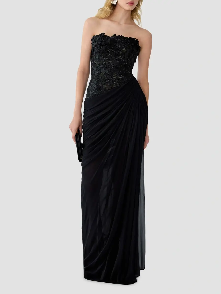 Carolina Herrera Women's Floral Lace Silk Strapless Gown | Thumbnail 4 Carolina Herrera Women's Floral Lace Silk Strapless Gown | Thumbnail 4