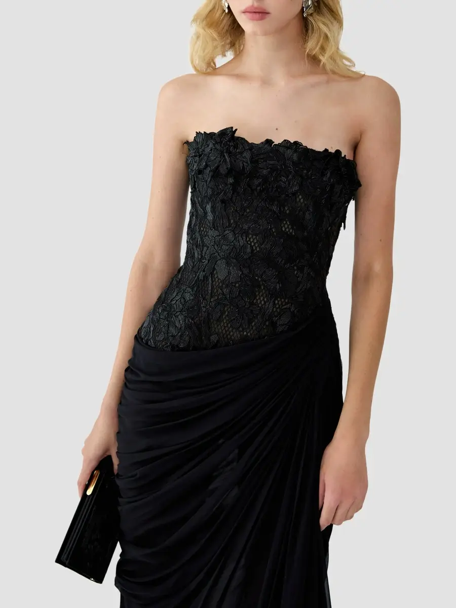 Carolina Herrera Women's Floral Lace Silk Strapless Gown | Thumbnail 5 Carolina Herrera Women's Floral Lace Silk Strapless Gown | Thumbnail 5