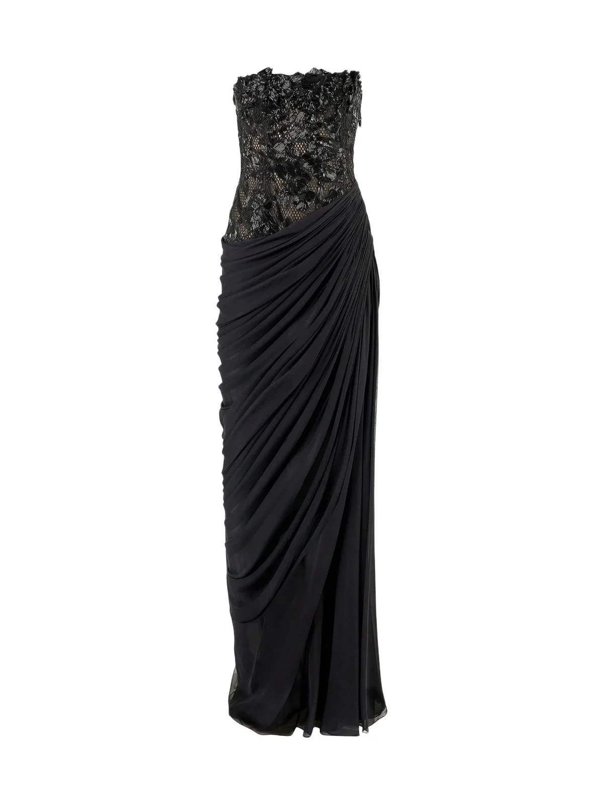 Carolina Herrera Women's Floral Lace Silk Strapless Gown