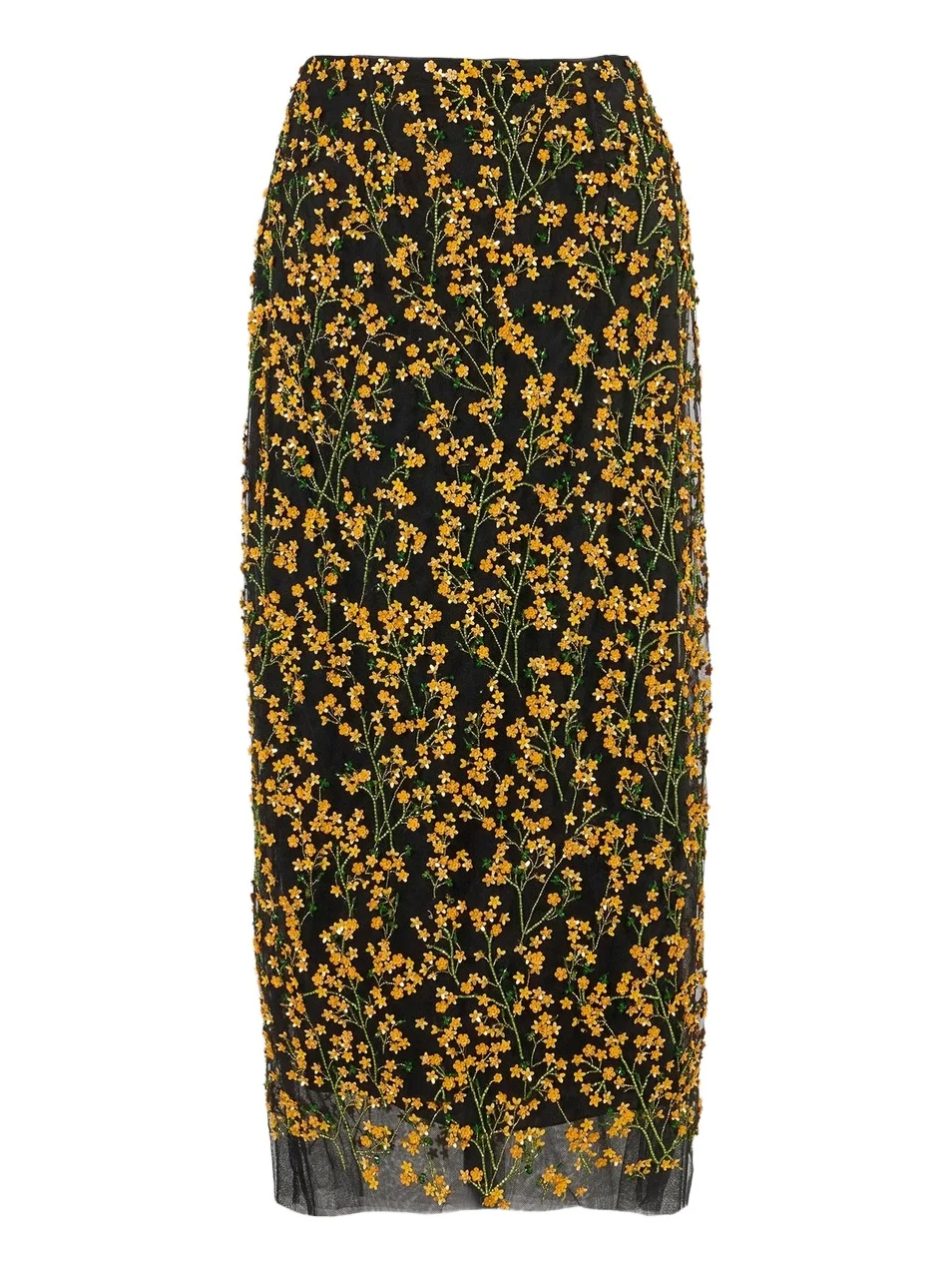 Women's Floral Appliqué Column Midi Skirt