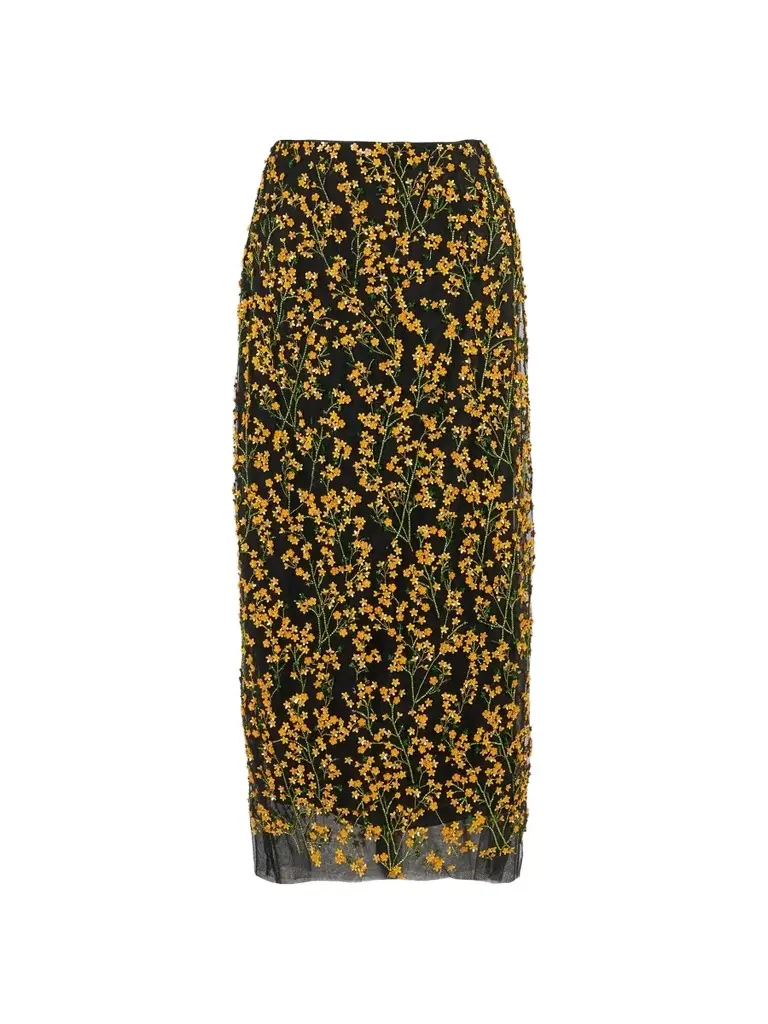 Women's Floral Appliqué Column Midi Skirt Women's Floral Appliqué Column Midi Skirt