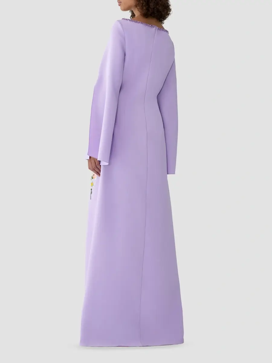 Carolina Herrera Women's Floral Embroidered A-Line Caftan Gown | Thumbnail 3 Carolina Herrera Women's Floral Embroidered A-Line Caftan Gown | Thumbnail 3