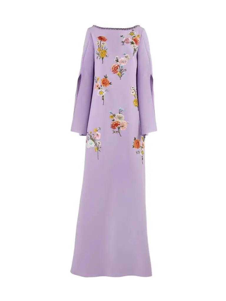 Women's Floral Embroidered A-Line Caftan Gown Women's Floral Embroidered A-Line Caftan Gown