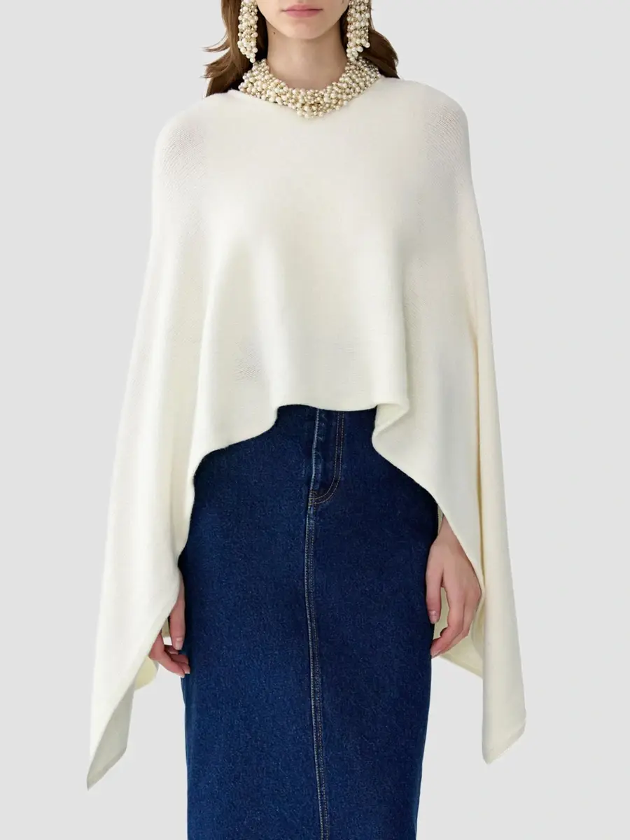 Carolina Herrera Women's Virgin Wool Jewel-Neck Cape | Thumbnail 4 Carolina Herrera Women's Virgin Wool Jewel-Neck Cape | Thumbnail 4