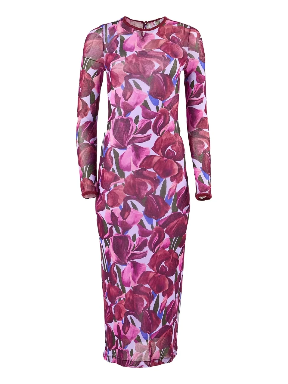 Women's Floral Crewneck Column Midi Dress Women's Floral Crewneck Column Midi Dress