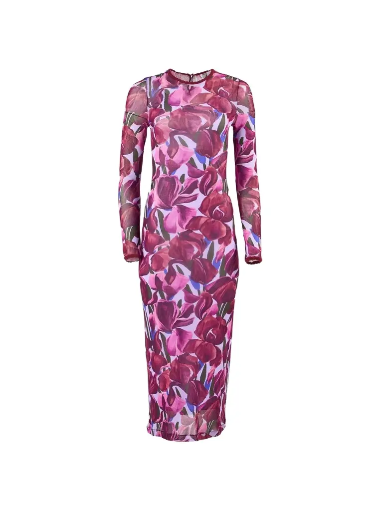 Carolina Herrera Women's Floral Crewneck Column Midi Dress