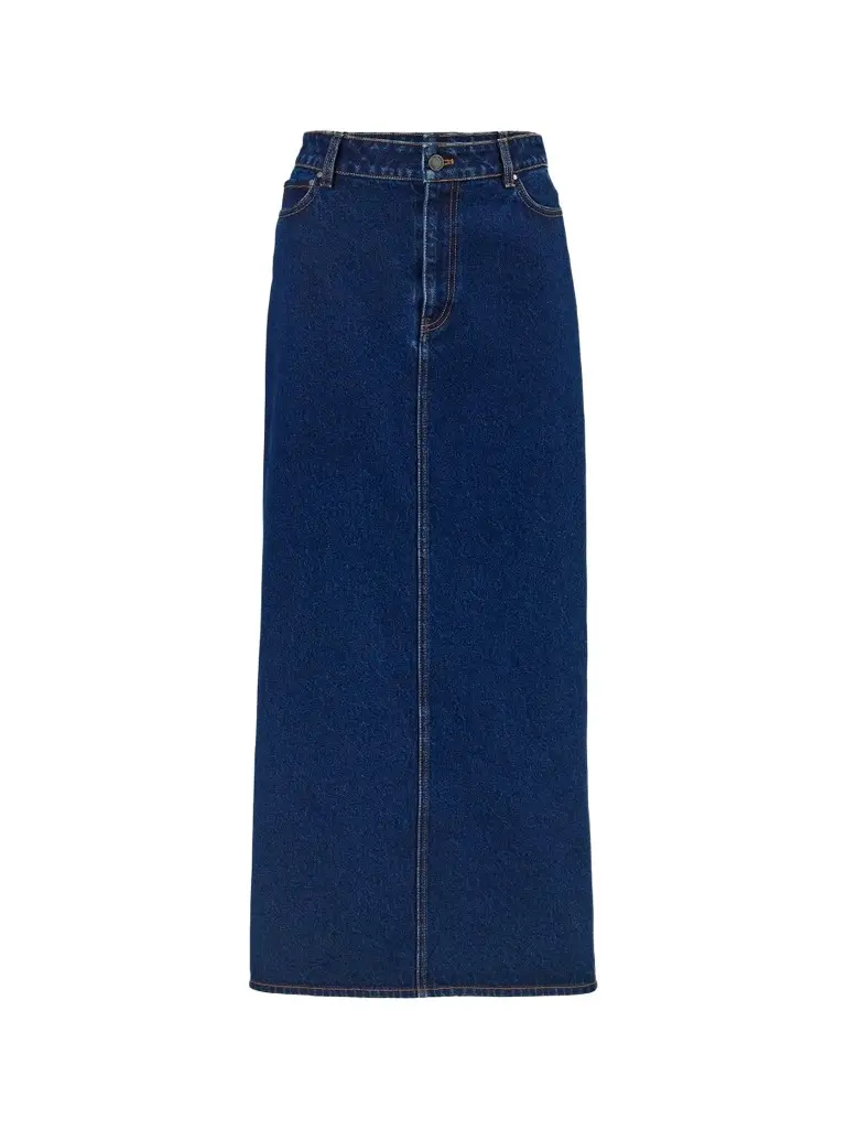 Women's Denim High-Rise Column Midi Skirt Women's Denim High-Rise Column Midi Skirt