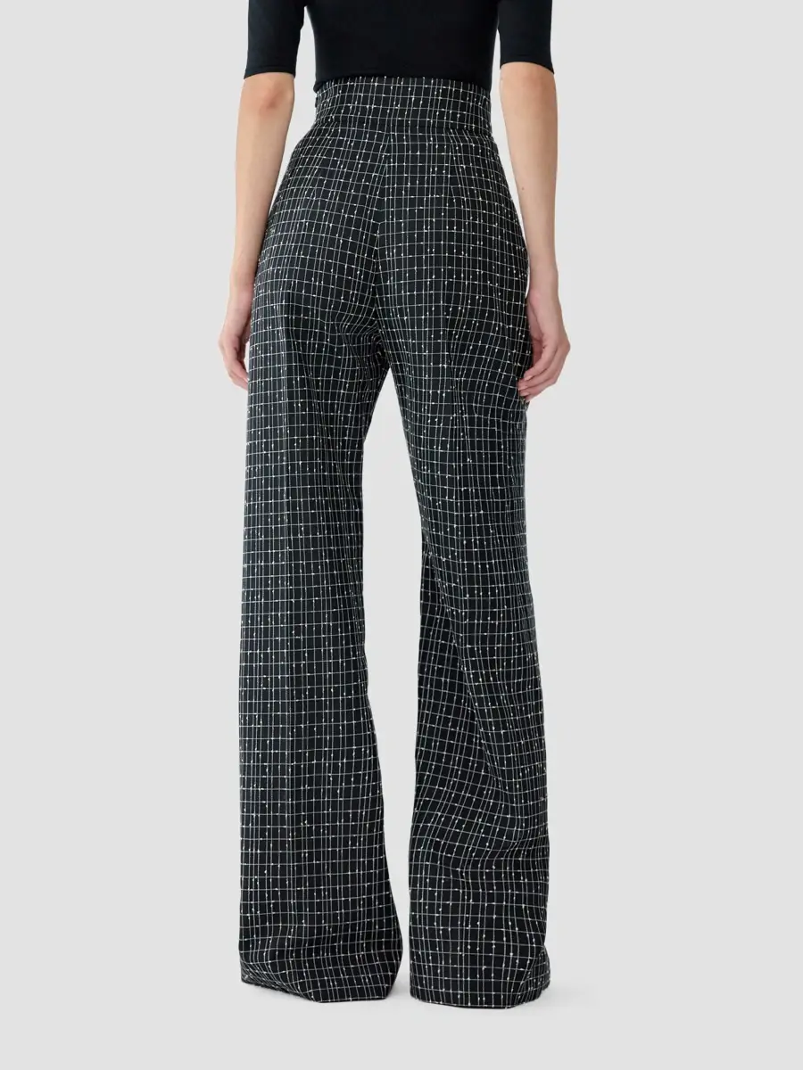 Carolina Herrera Women's Beaded & Checkered Wool Wide-Leg Pants | Thumbnail 3