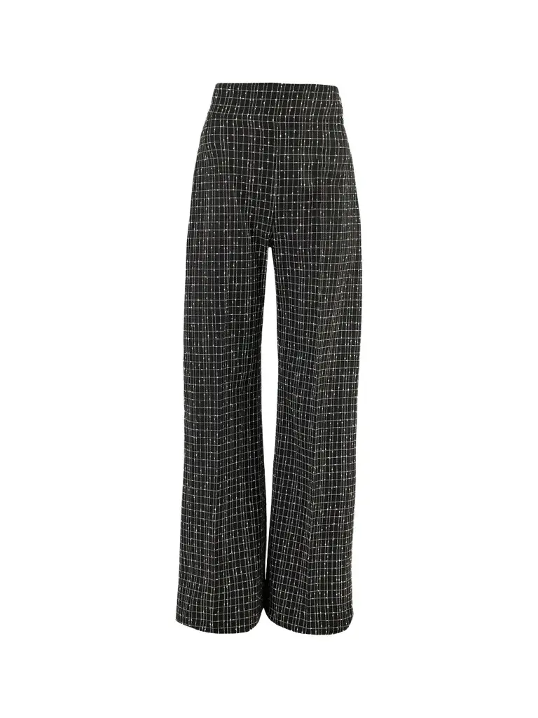 Carolina Herrera Women's Beaded & Checkered Wool Wide-Leg Pants
