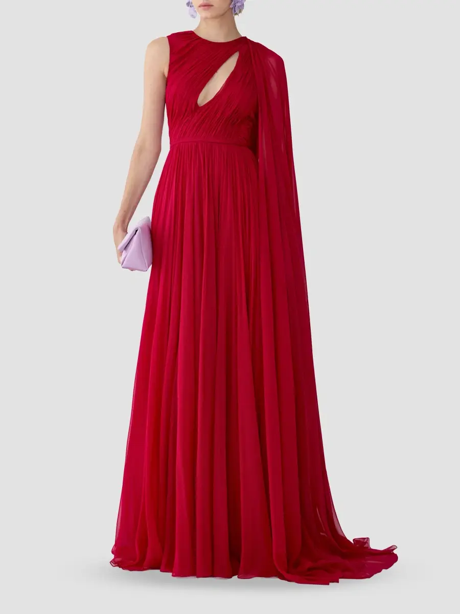 Carolina Herrera Women's Silk Draped Cut-Out Gown | Thumbnail 2 Carolina Herrera Women's Silk Draped Cut-Out Gown | Thumbnail 2