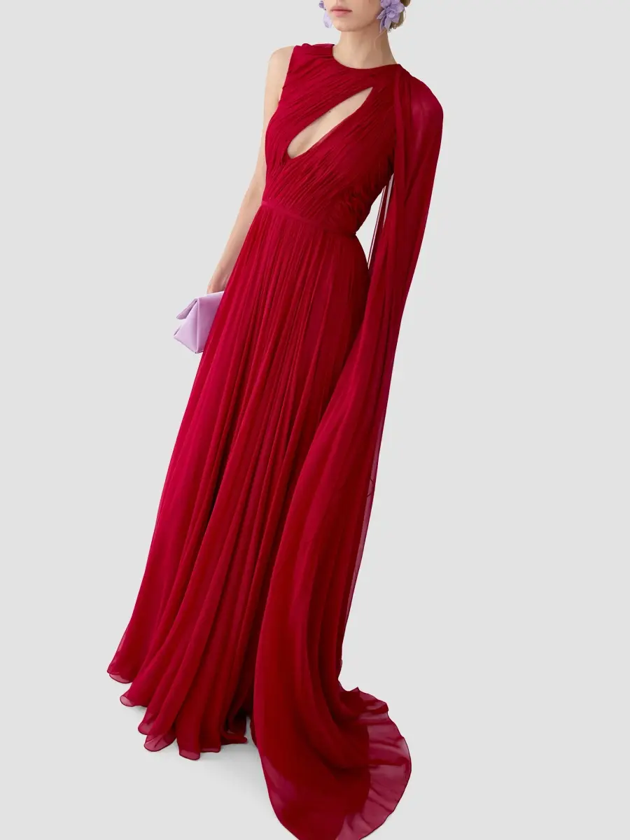 Carolina Herrera Women's Silk Draped Cut-Out Gown | Thumbnail 4 Carolina Herrera Women's Silk Draped Cut-Out Gown | Thumbnail 4