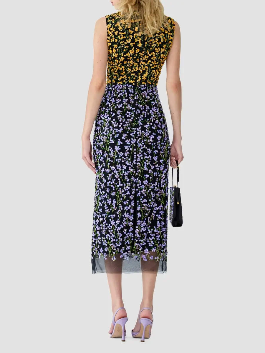 Carolina Herrera Women's Floral Crewneck Column Midi Dress | Thumbnail 3 Carolina Herrera Women's Floral Crewneck Column Midi Dress | Thumbnail 3