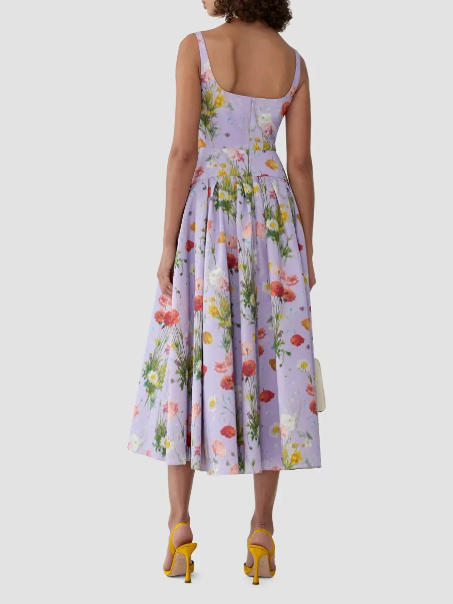 Carolina Herrera Women's Floral Cotton-Silk A-Line Midi Dress | Thumbnail 3 Carolina Herrera Women's Floral Cotton-Silk A-Line Midi Dress | Thumbnail 3