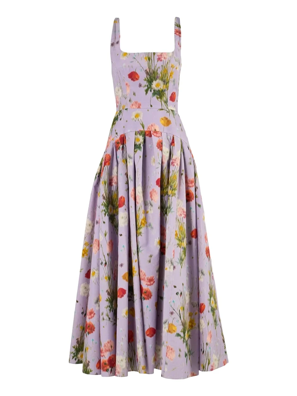 Women's Floral Cotton-Silk Fit-And-Flare Midi Dress Women's Floral Cotton-Silk Fit-And-Flare Midi Dress