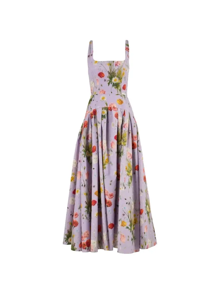 Carolina Herrera Women's Floral Cotton-Silk A-Line Midi Dress