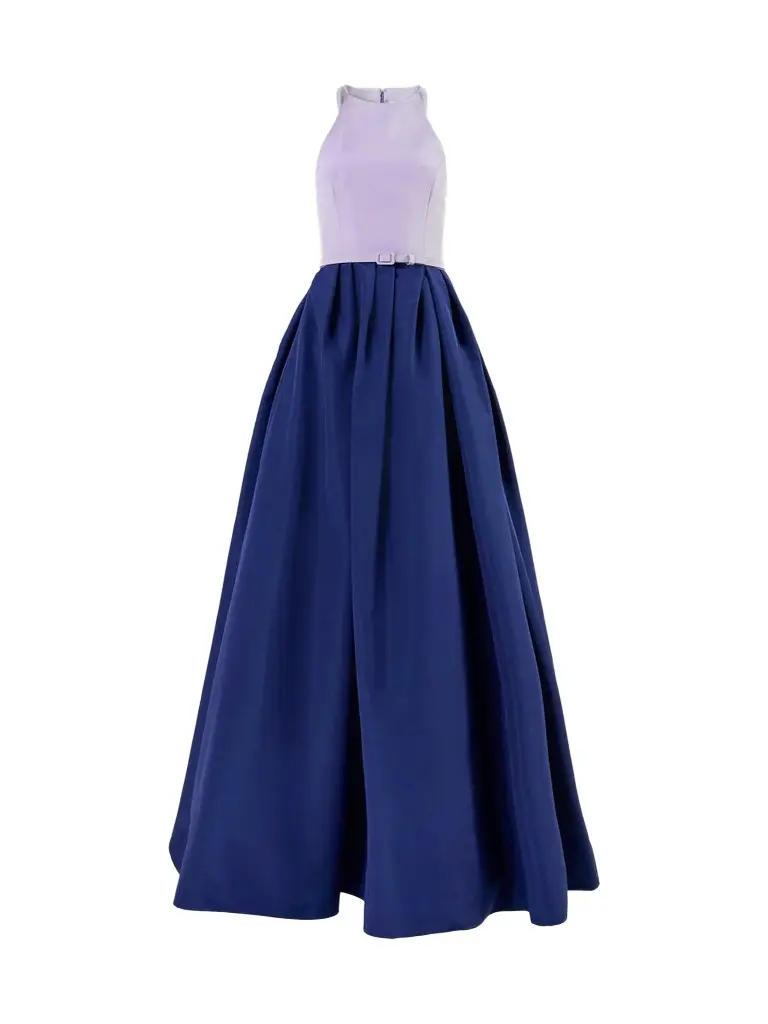 Carolina Herrera Women's Colorblocked Silk Belted Fit & Flare Halter Gown