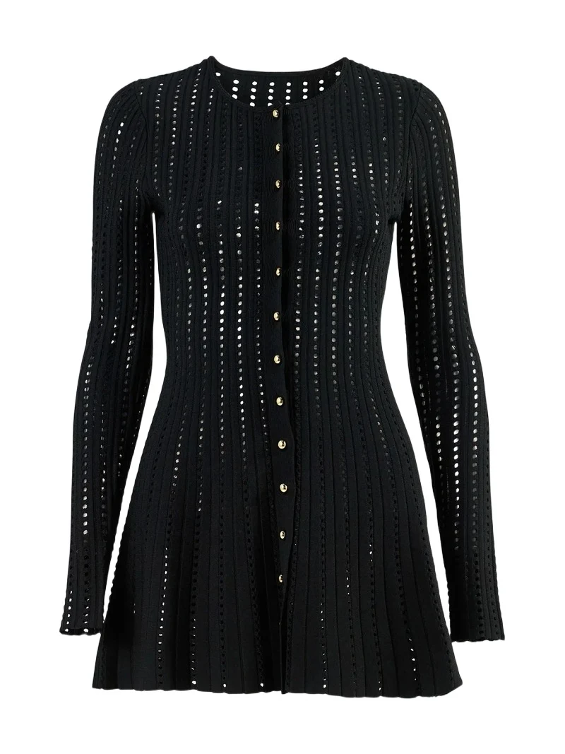 Carolina Herrera Women's Open-Knit Crewneck Cardigan