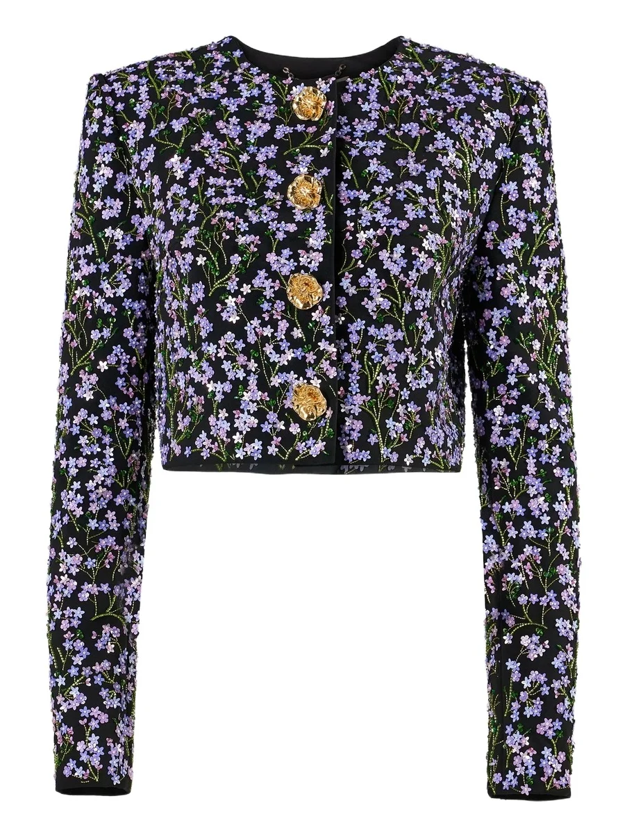Carolina Herrera Women's Floral-Embellished Crop Jacket