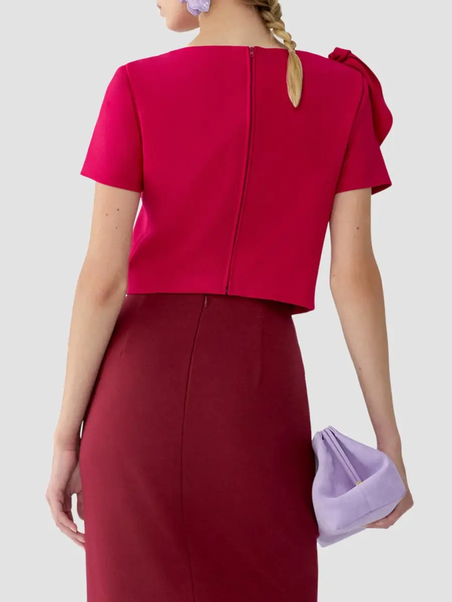 Carolina Herrera Women's Stretch Virgin-Wool Bow Crop Top | Thumbnail 3 Carolina Herrera Women's Stretch Virgin-Wool Bow Crop Top | Thumbnail 3