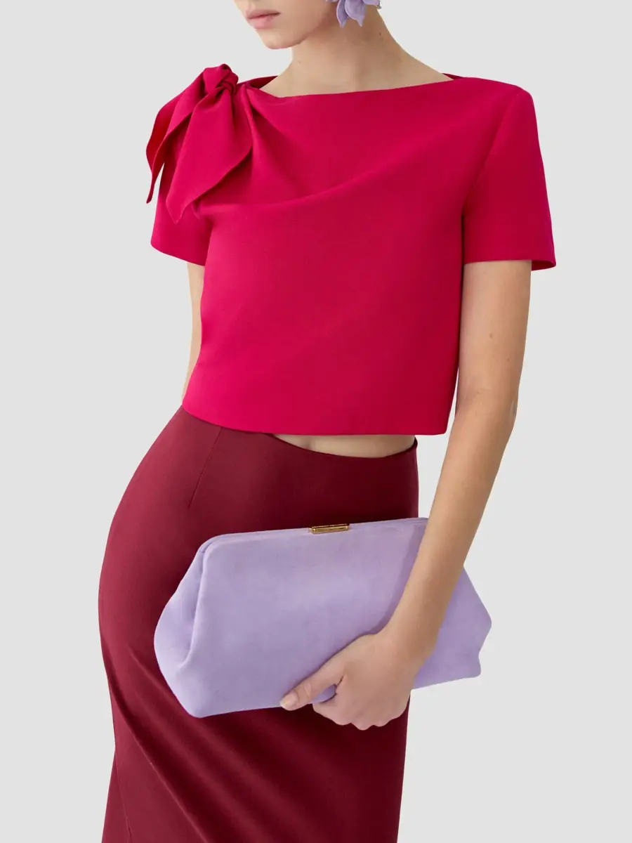 Carolina Herrera Women's Stretch Virgin-Wool Bow Crop Top | Thumbnail 4 Carolina Herrera Women's Stretch Virgin-Wool Bow Crop Top | Thumbnail 4