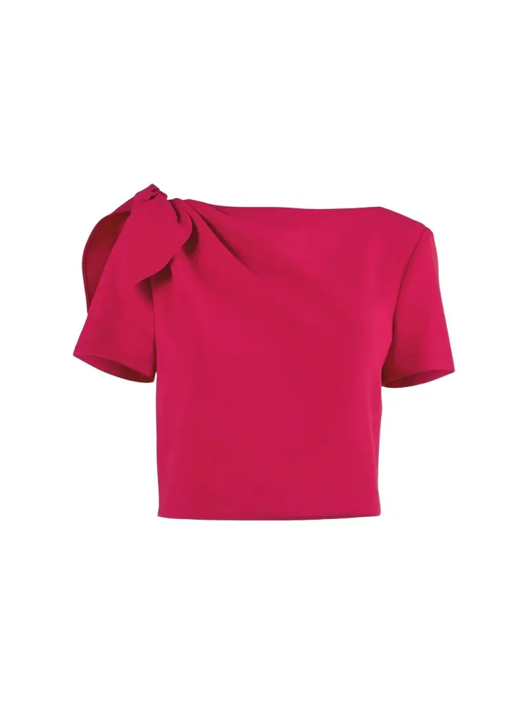 Women's Stretch Virgin-Wool Bow Crop Top Women's Stretch Virgin-Wool Bow Crop Top