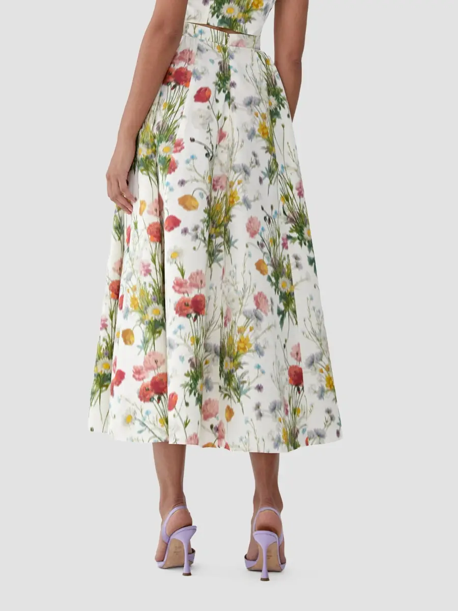 Carolina Herrera Women's Floral Cotton-Silk A-Line Midi Skirt | Thumbnail 3 Carolina Herrera Women's Floral Cotton-Silk A-Line Midi Skirt | Thumbnail 3