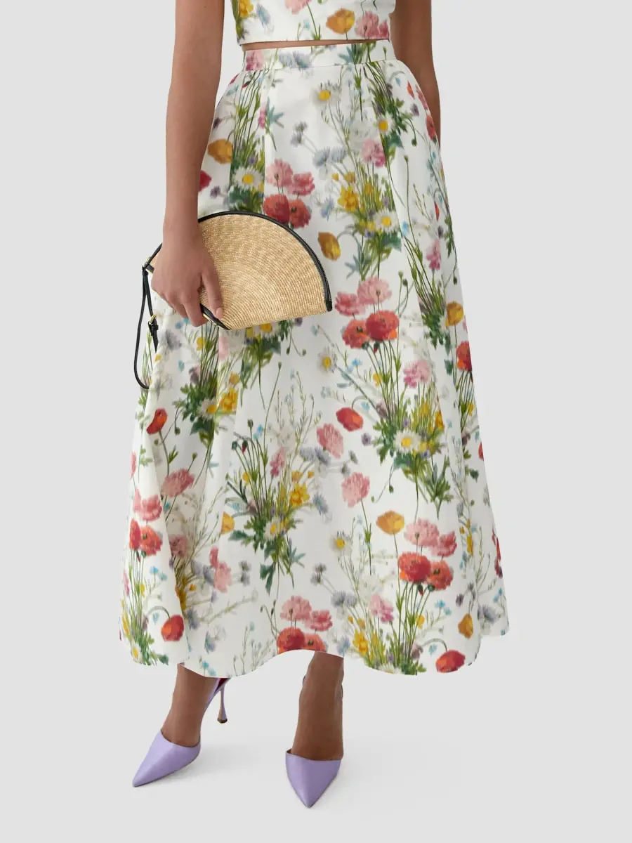Carolina Herrera Women's Floral Cotton-Silk A-Line Midi Skirt | Thumbnail 4 Carolina Herrera Women's Floral Cotton-Silk A-Line Midi Skirt | Thumbnail 4