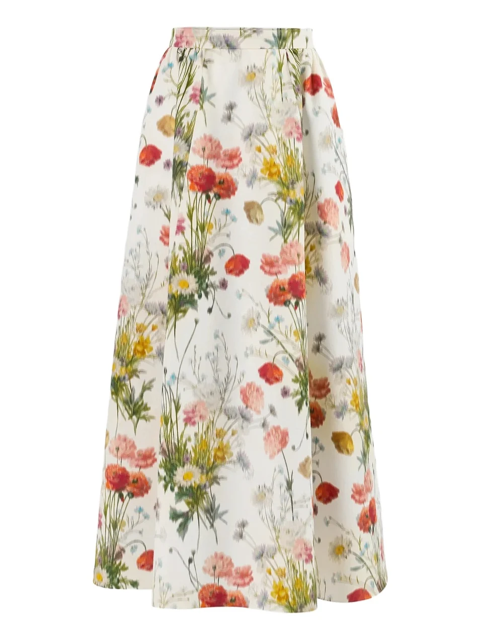 Women's Floral Cotton-Silk A-Line Midi Skirt