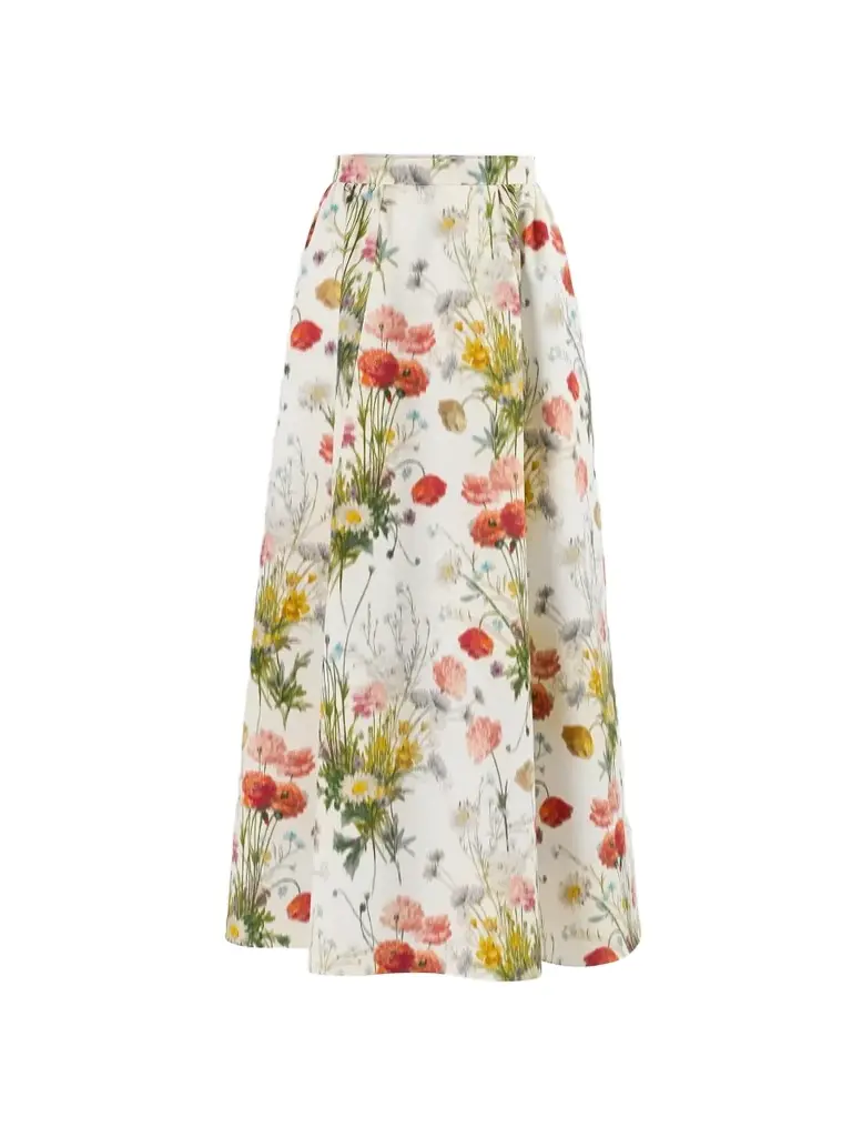 Carolina Herrera Women's Floral Cotton-Silk A-Line Midi Skirt