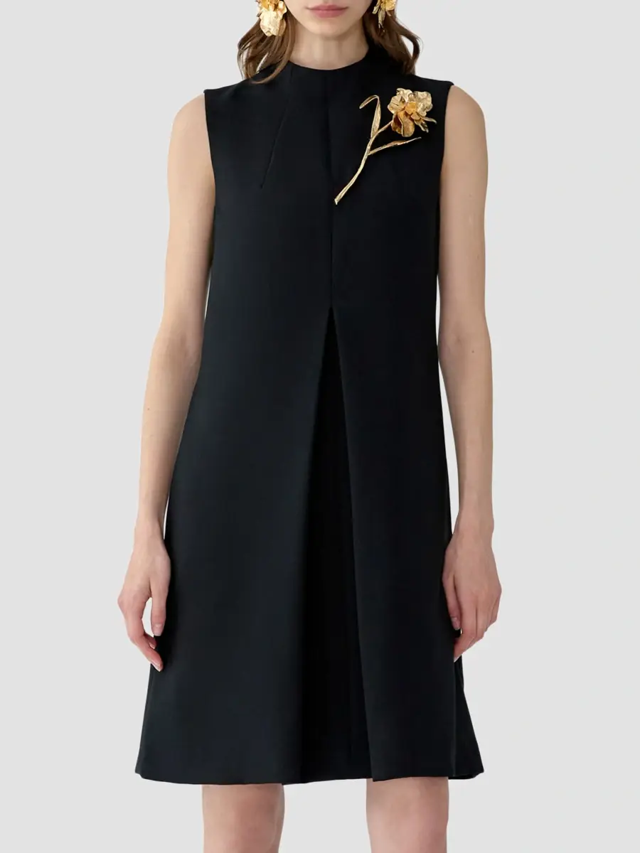 Carolina Herrera Women's Pleated Shit Knee-Length Dress | Thumbnail 3 Carolina Herrera Women's Pleated Shit Knee-Length Dress | Thumbnail 3