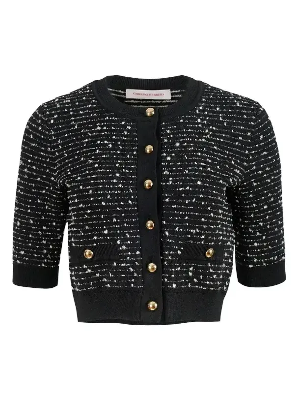 Carolina Herrera Women's Bouclé-Knit Crewneck Crop Cardigan