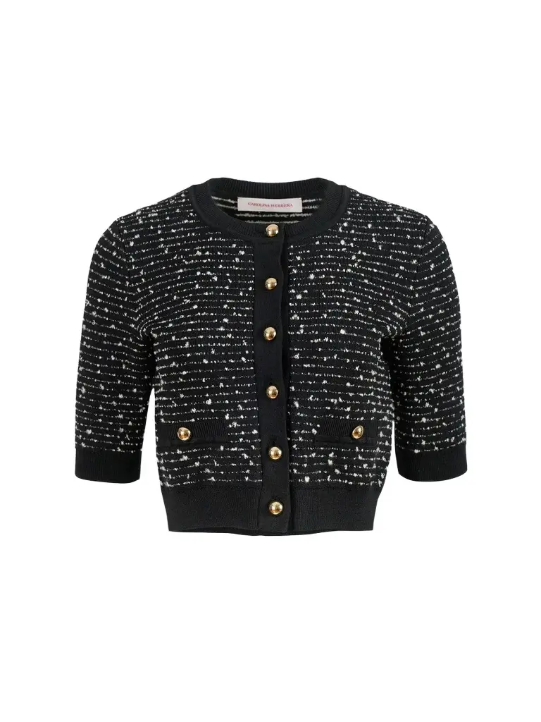 Carolina Herrera Women's Bouclé-Knit Crewneck Crop Cardigan