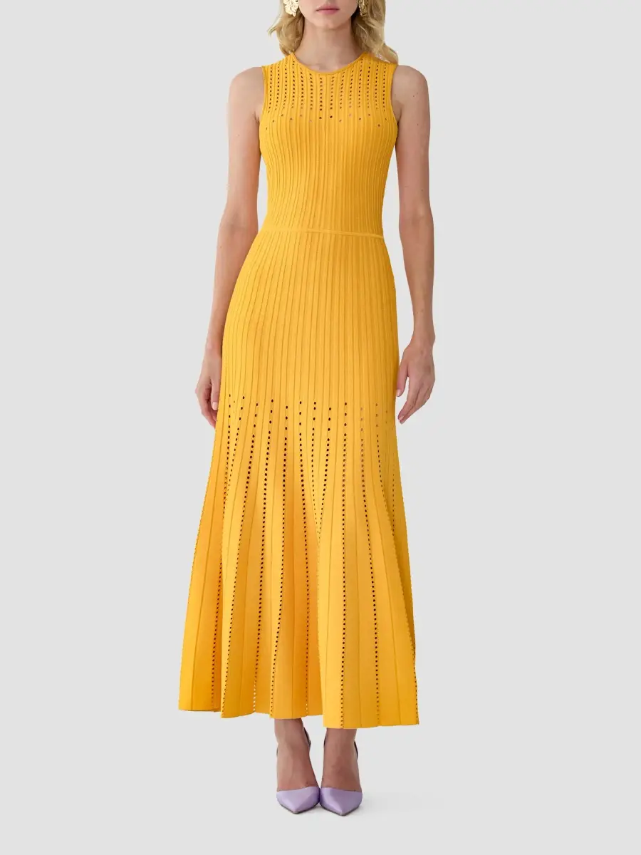 Carolina Herrera Women's Crewneck A-Line Knit Maxi Dress | Thumbnail 2 Carolina Herrera Women's Crewneck A-Line Knit Maxi Dress | Thumbnail 2