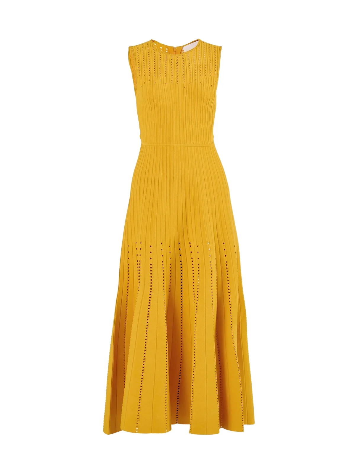 Carolina Herrera Women's Eyelet-Detail Pointelle Knit A-Line Maxi Dress