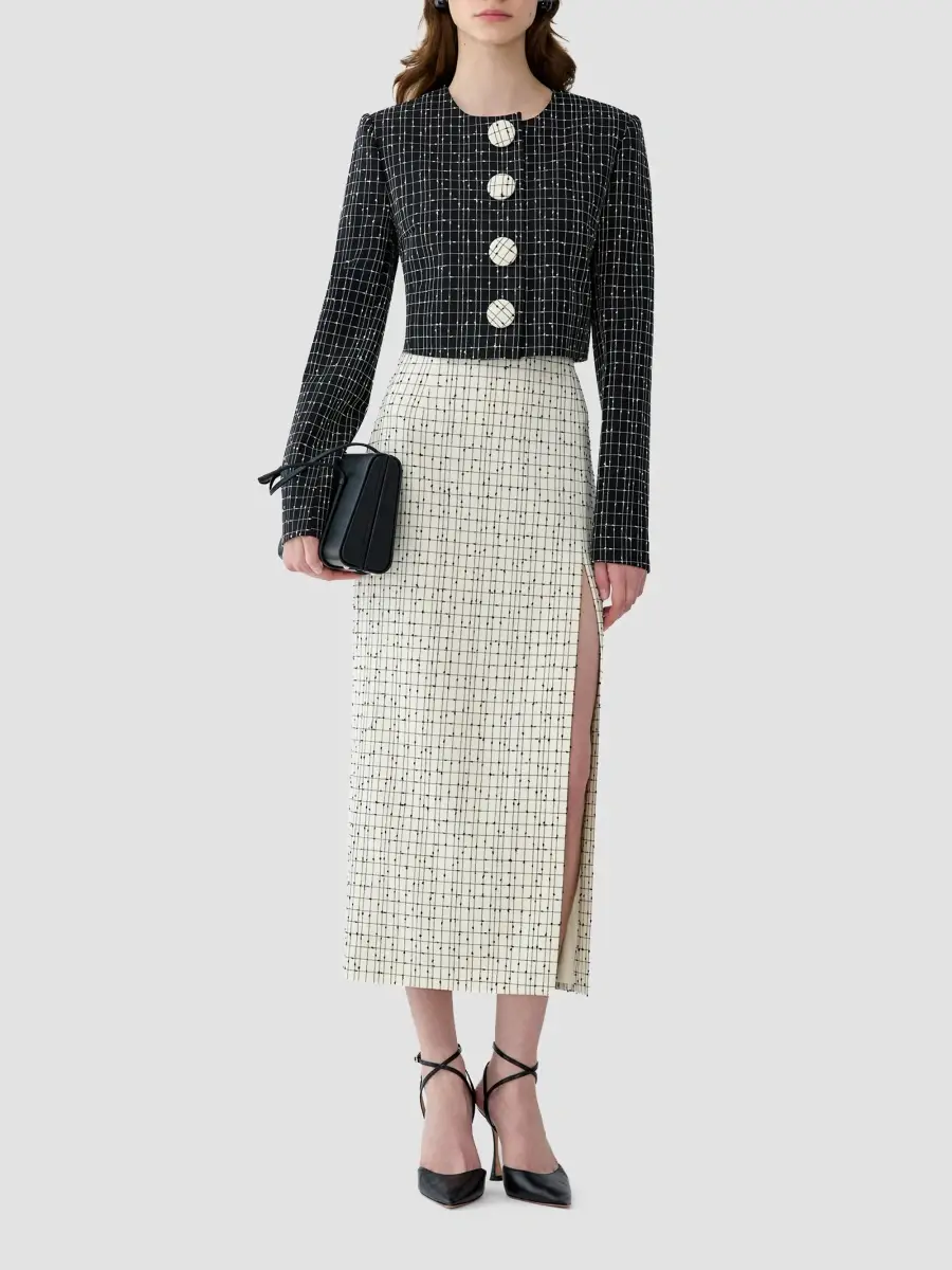 Carolina Herrera Women's Plaid Virgin-Wool Crop Jacket | Thumbnail 2