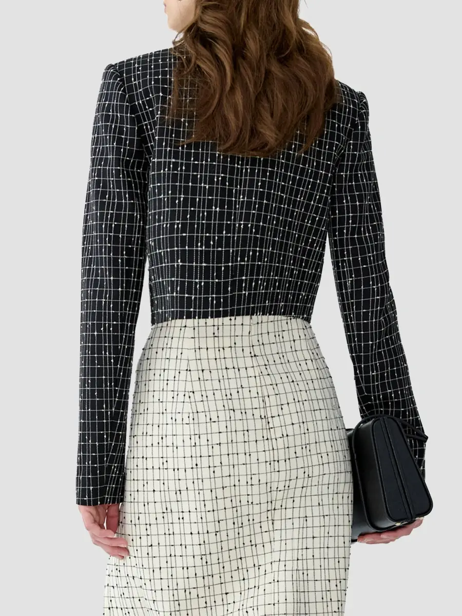 Carolina Herrera Women's Plaid Virgin-Wool Crop Jacket | Thumbnail 3