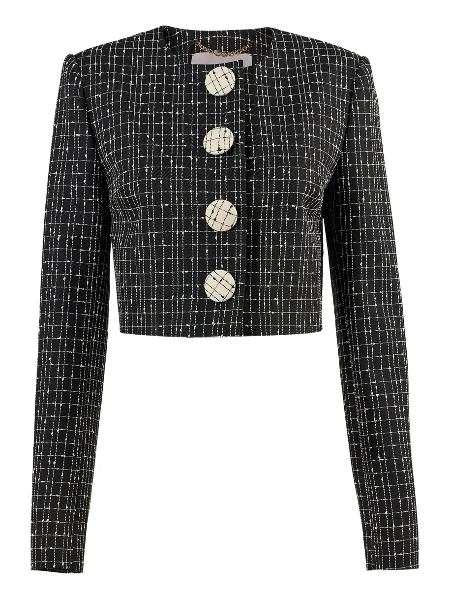 Carolina Herrera Women's Plaid Virgin-Wool Crop Jacket