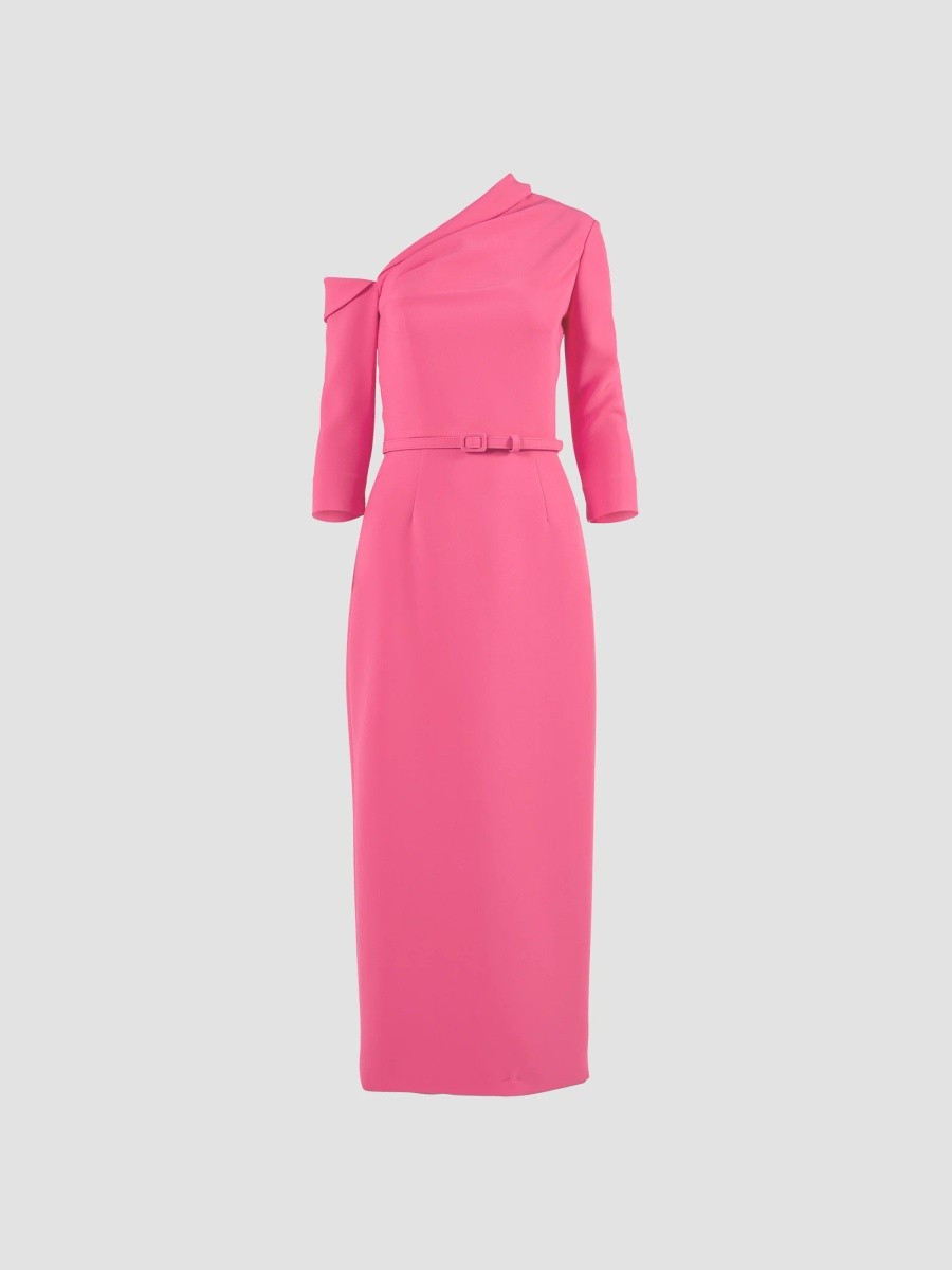 Carolina Herrera Women's Belted One-Shoulder Midi Dress