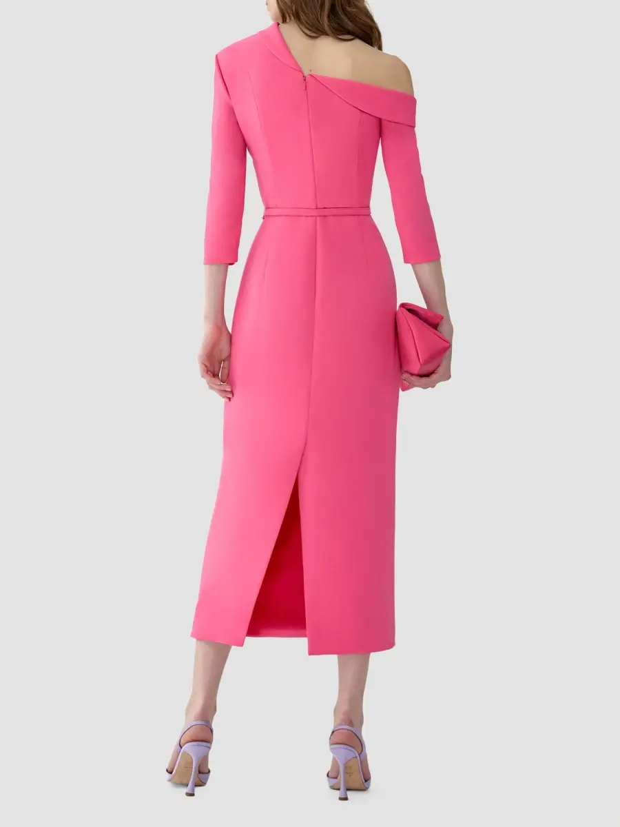 Carolina Herrera Women's Belted One-Shoulder Midi Dress | Thumbnail 3 Carolina Herrera Women's Belted One-Shoulder Midi Dress | Thumbnail 3