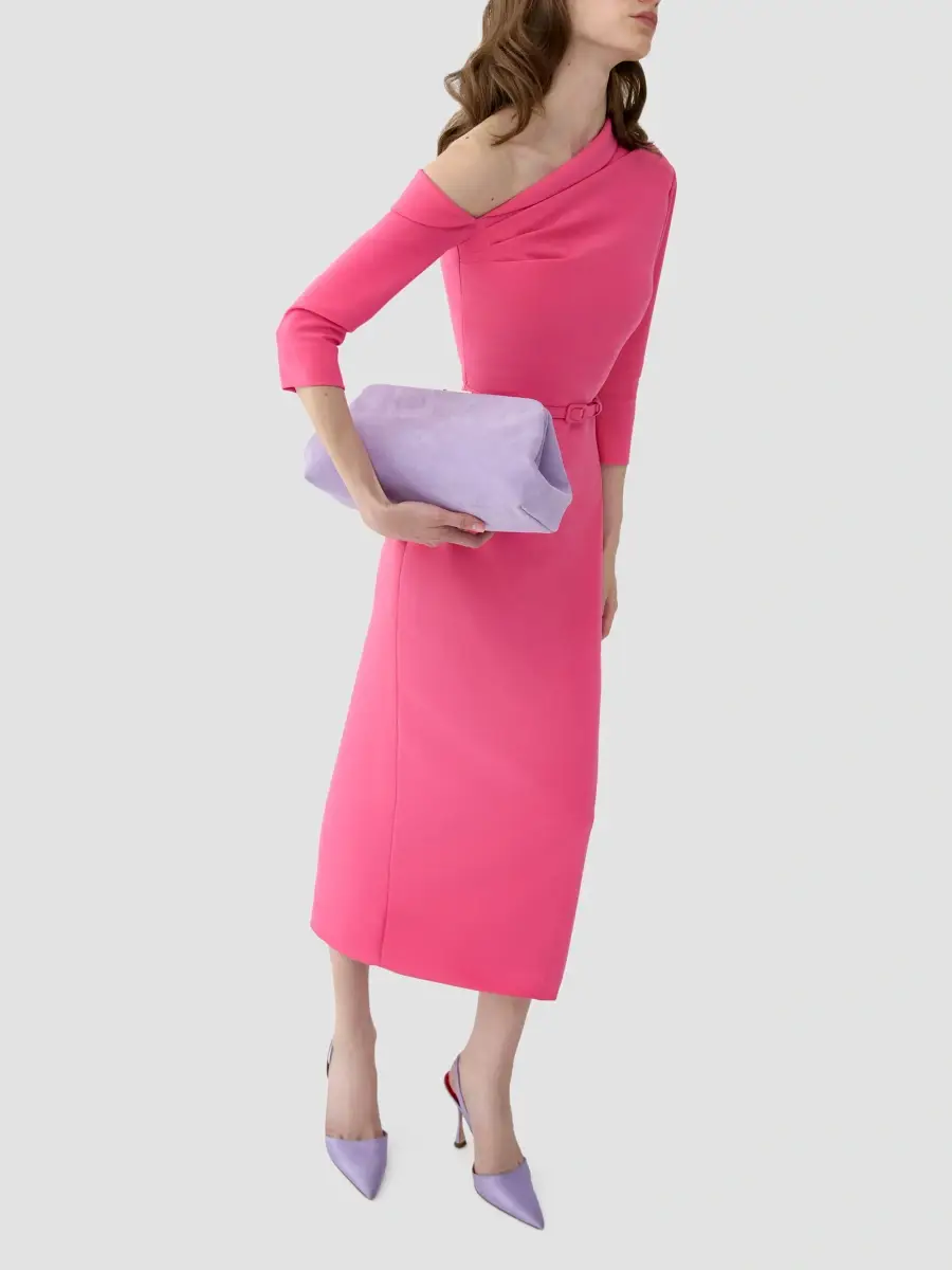 Carolina Herrera Women's Belted One-Shoulder Midi Dress | Thumbnail 4 Carolina Herrera Women's Belted One-Shoulder Midi Dress | Thumbnail 4