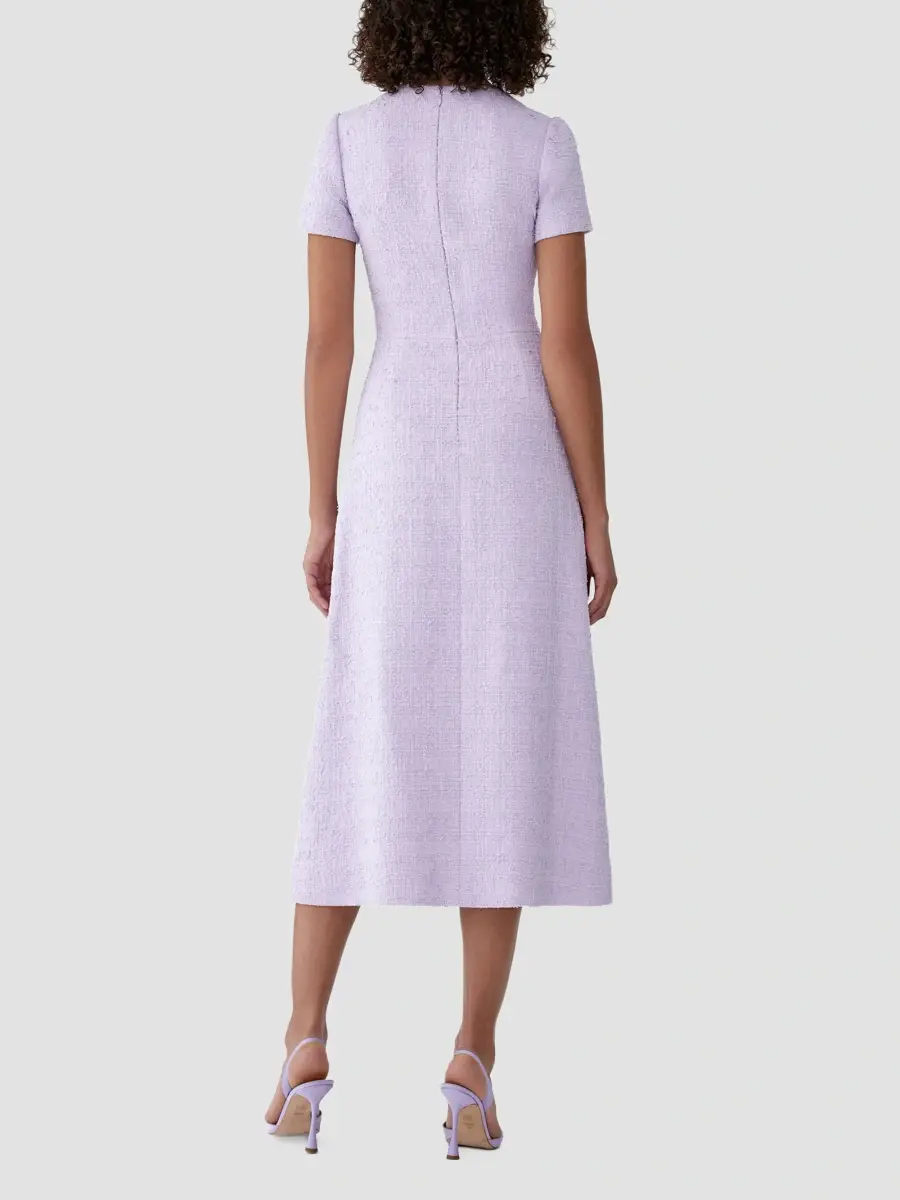 Carolina Herrera Women's Floral-Embroidered Tweed Midi Dress | Thumbnail 3 Carolina Herrera Women's Floral-Embroidered Tweed Midi Dress | Thumbnail 3