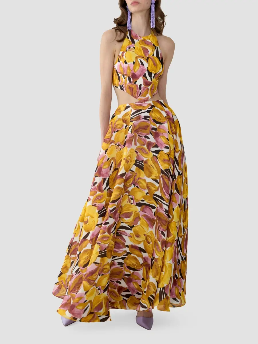 Carolina Herrera Women's Floral Cut-Out Halterneck Floor-Length Dress | Thumbnail 4 Carolina Herrera Women's Floral Cut-Out Halterneck Floor-Length Dress | Thumbnail 4