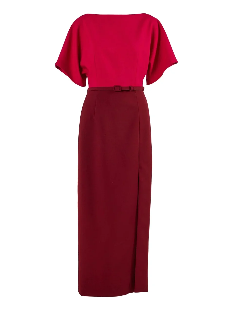 Carolina Herrera Women's Colorblocked Stretch Virgin-Wool Belted Midi Dress