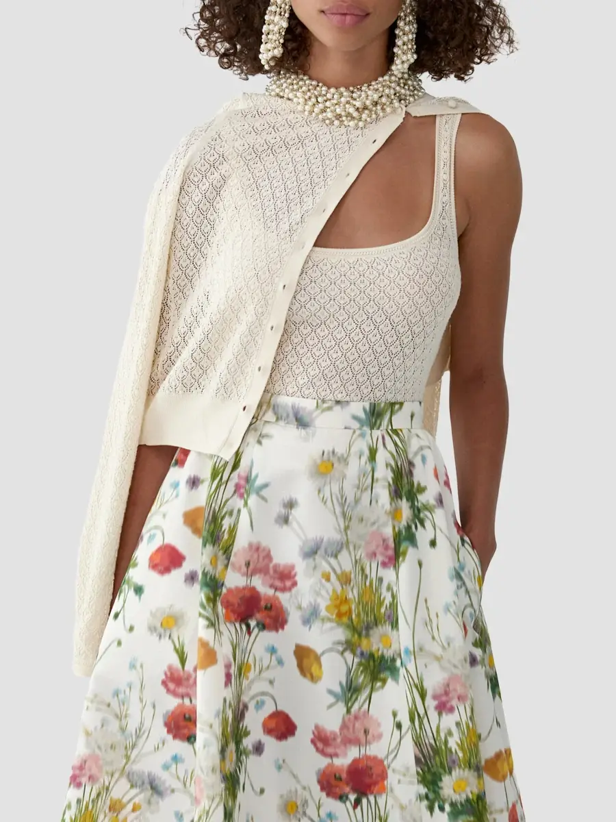 Carolina Herrera Women's Pointelle-Knit Scoopneck Tank | Thumbnail 4 Carolina Herrera Women's Pointelle-Knit Scoopneck Tank | Thumbnail 4