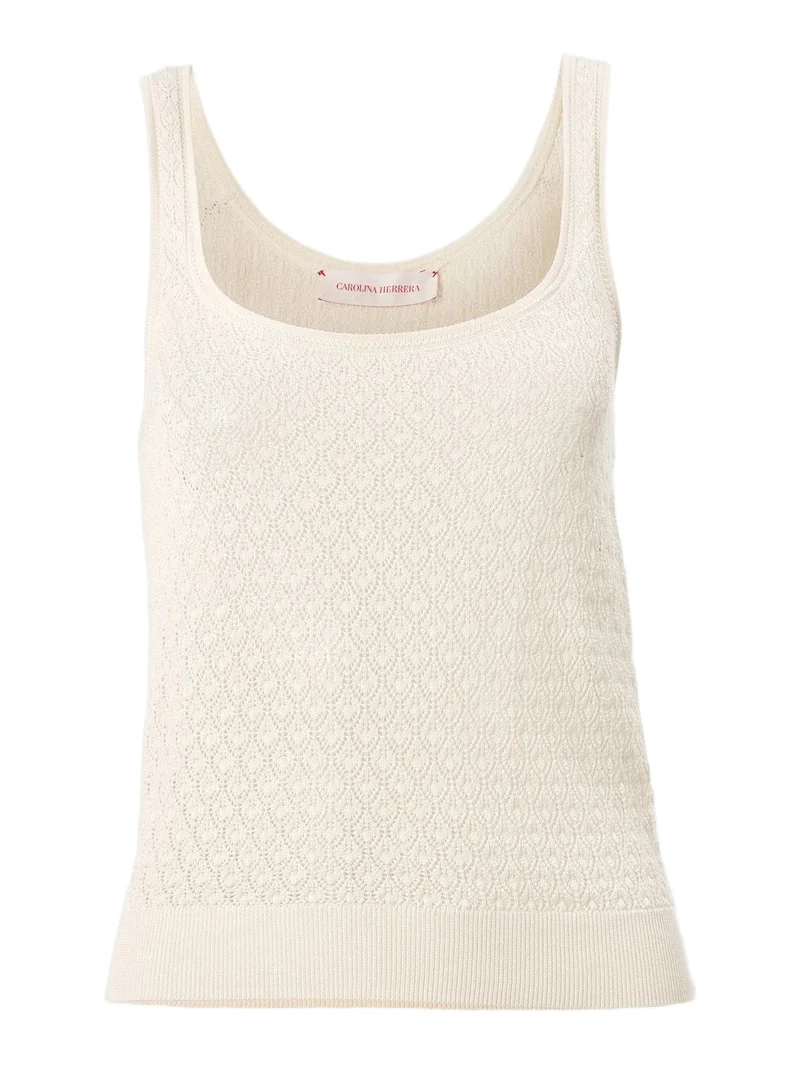 Carolina Herrera Women's Pointelle-Knit Silk-Blend Scoopneck Tank
