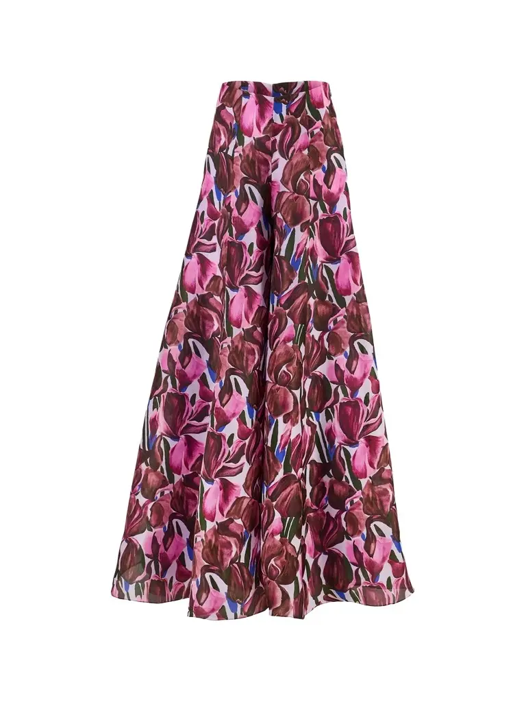 Women's Floral Silk Wide-Leg Pants