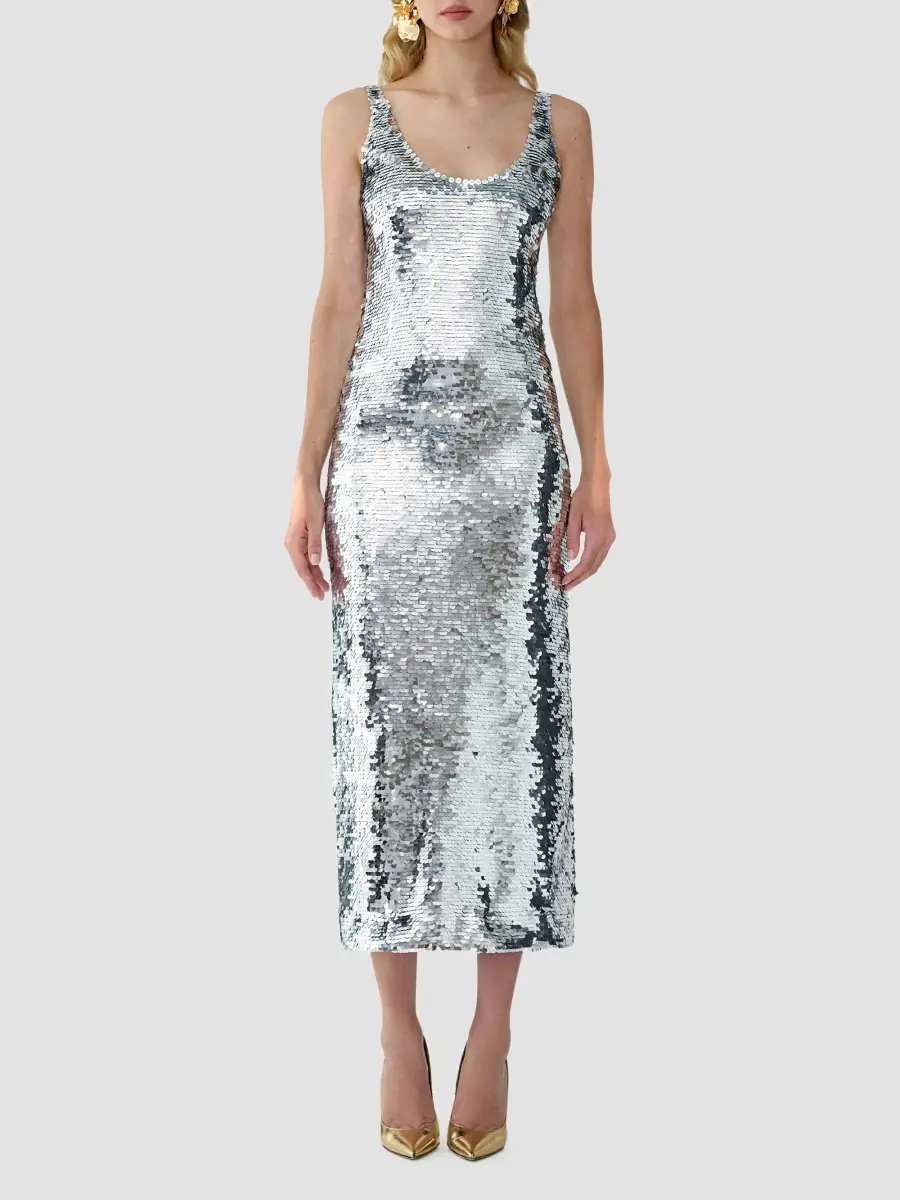 Carolina Herrera Women's Sequined Scoopneck Sleeveless Midi Dress | Thumbnail 2 Carolina Herrera Women's Sequined Scoopneck Sleeveless Midi Dress | Thumbnail 2