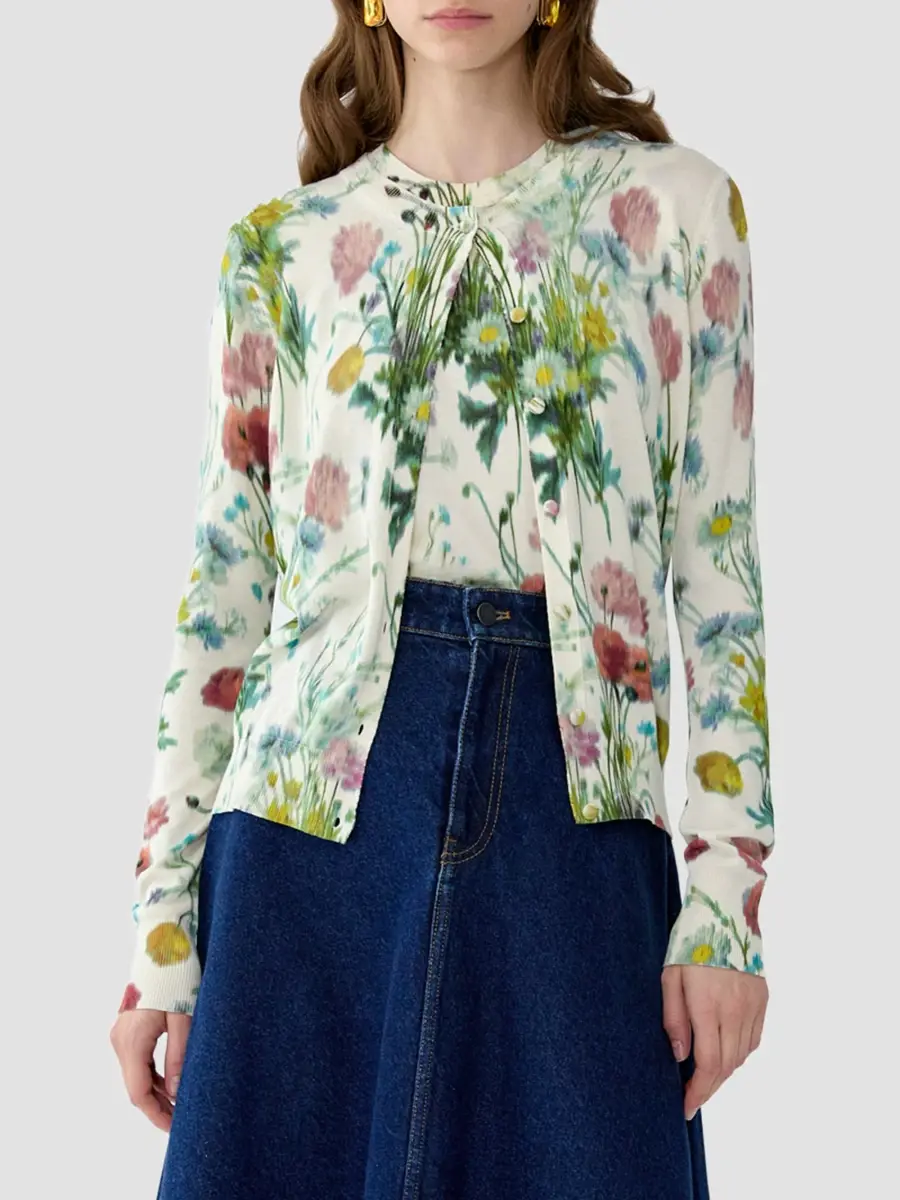Carolina Herrera Women's Floral Silk Sweater Tank | Thumbnail 4