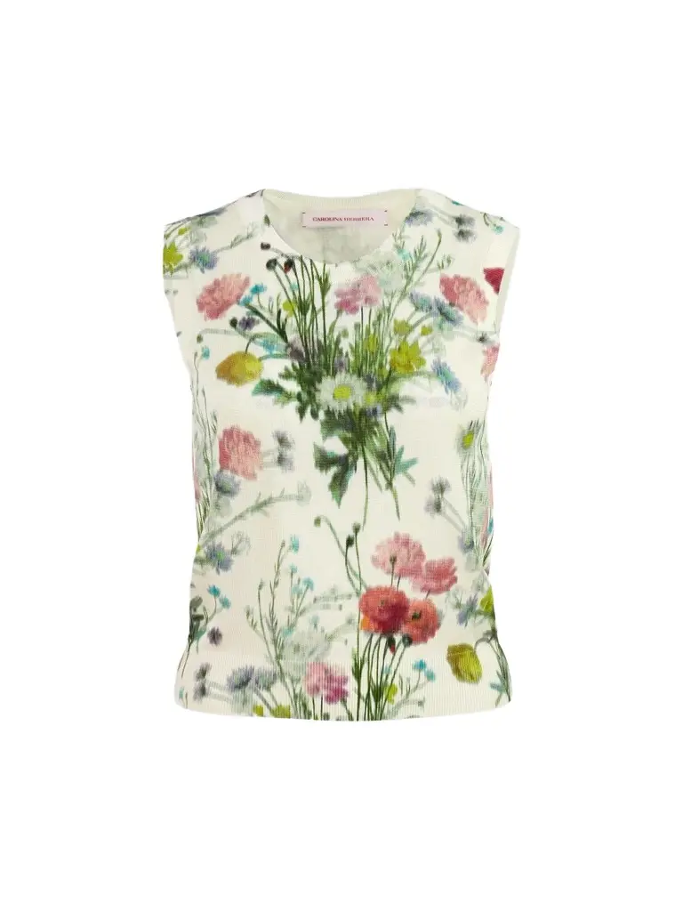 Women's Floral Silk Sweater Tank Women's Floral Silk Sweater Tank